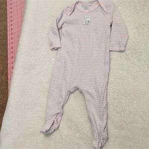 Burt's Bees Baby One Piece Size 0 - 3 Months Pink Striped Footies Snap Bottom